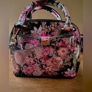 Betsey Johnson Black and Pink Mini Bag with Floral Design